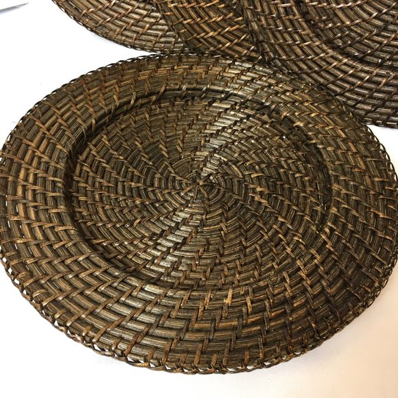 Rattan Charger Espresso Color Set of 4 - Picture 5 of 14